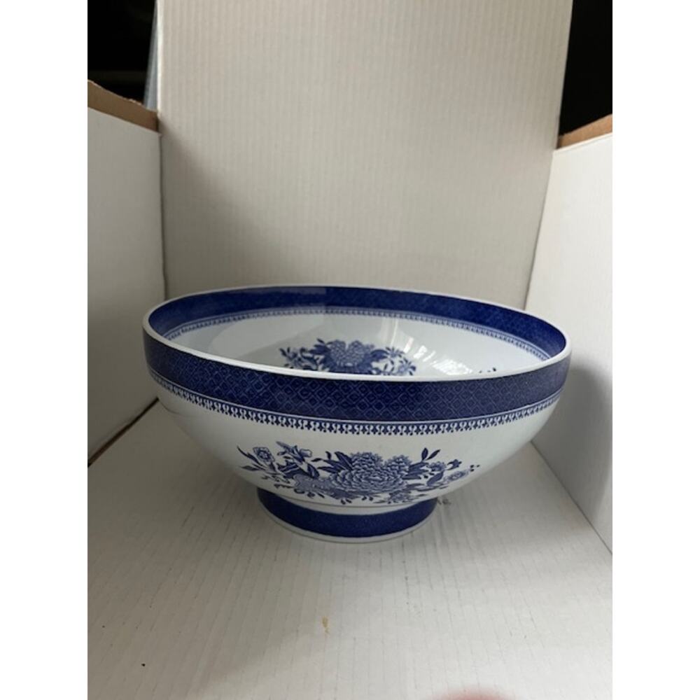 Vintage Copeland Spode Fitzhugh Blue 10" Salad Serving Bowl Fine Stone England